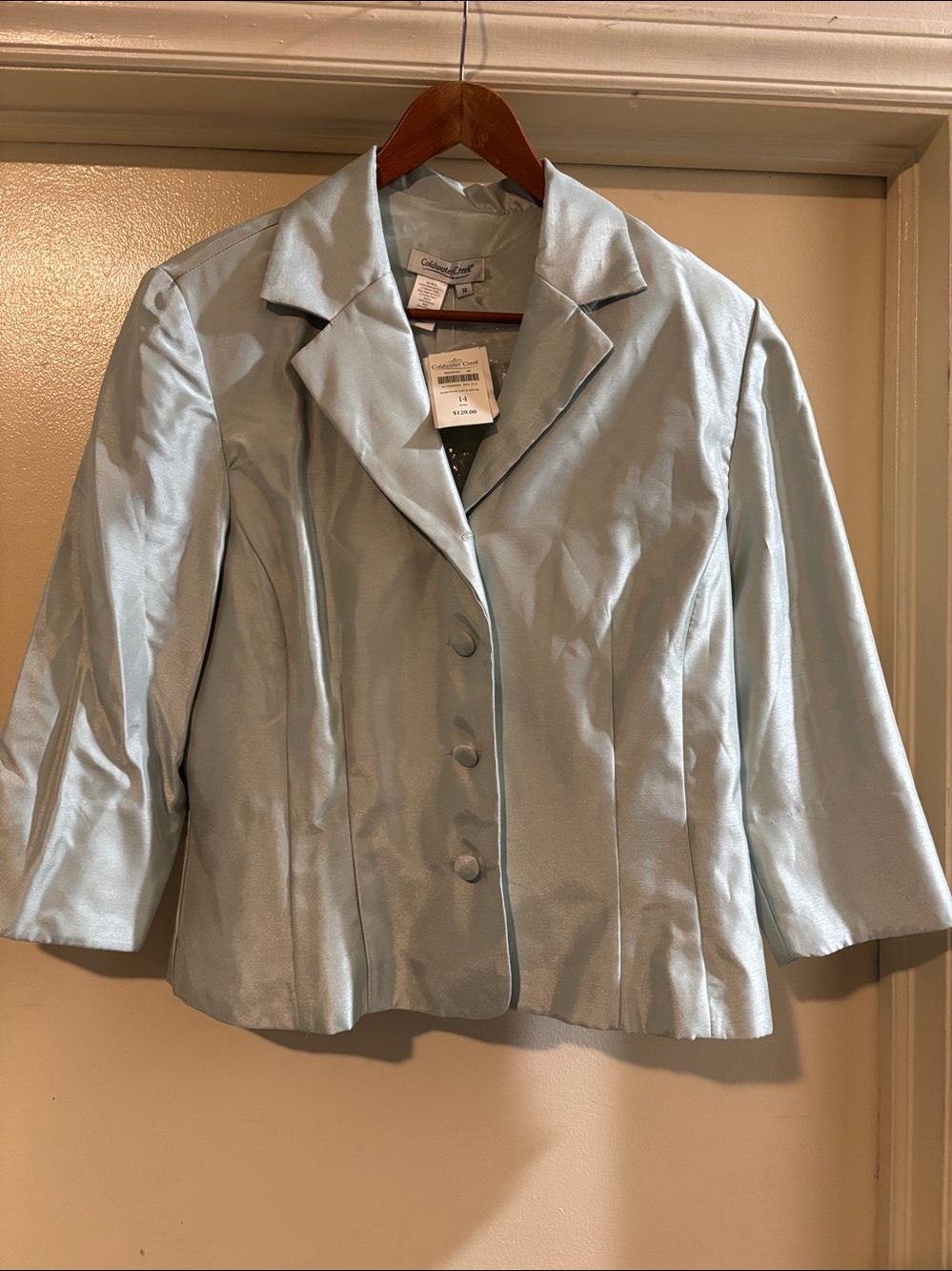 Coldwater Creek Mint Green Satin Blazer NWT SIZE 14